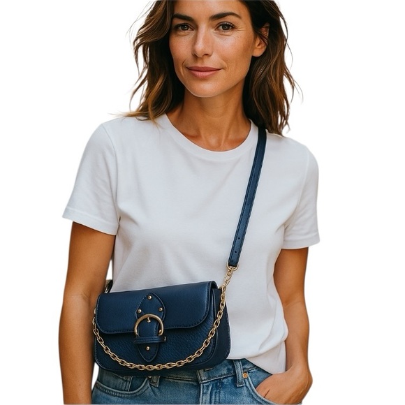 Coach Blue Crocodile Restored Beat Crossbody Glovetanned Leather & Suede Brass - Picture 1 of 15